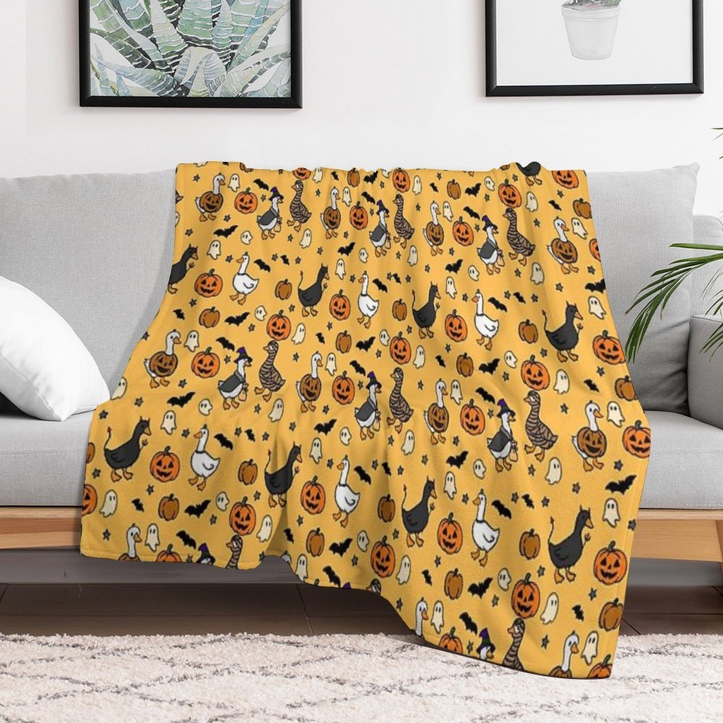 Silly Halloween Geese Throw Blanket