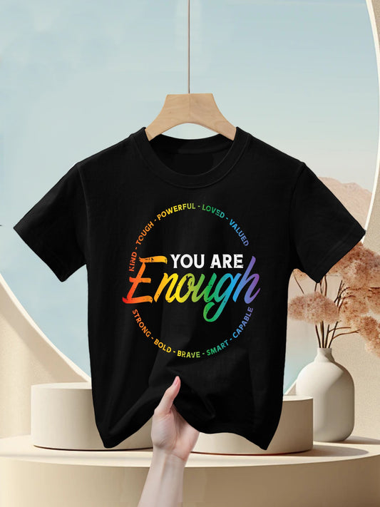 Gay You Are Enough Rainbow Pride Ally LGBTQ Men Women Kids T-Shirt