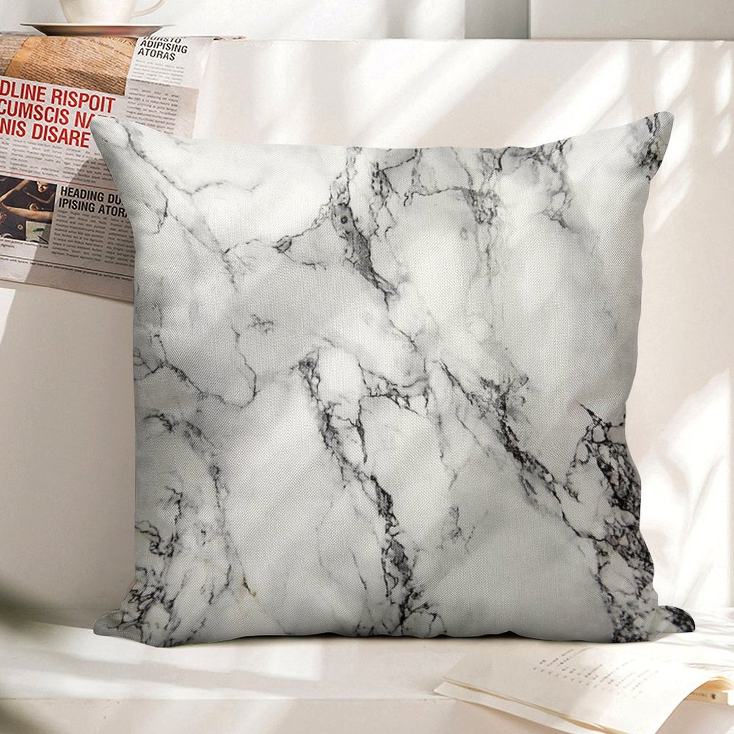 Marble Linen Throw Pillow Cover