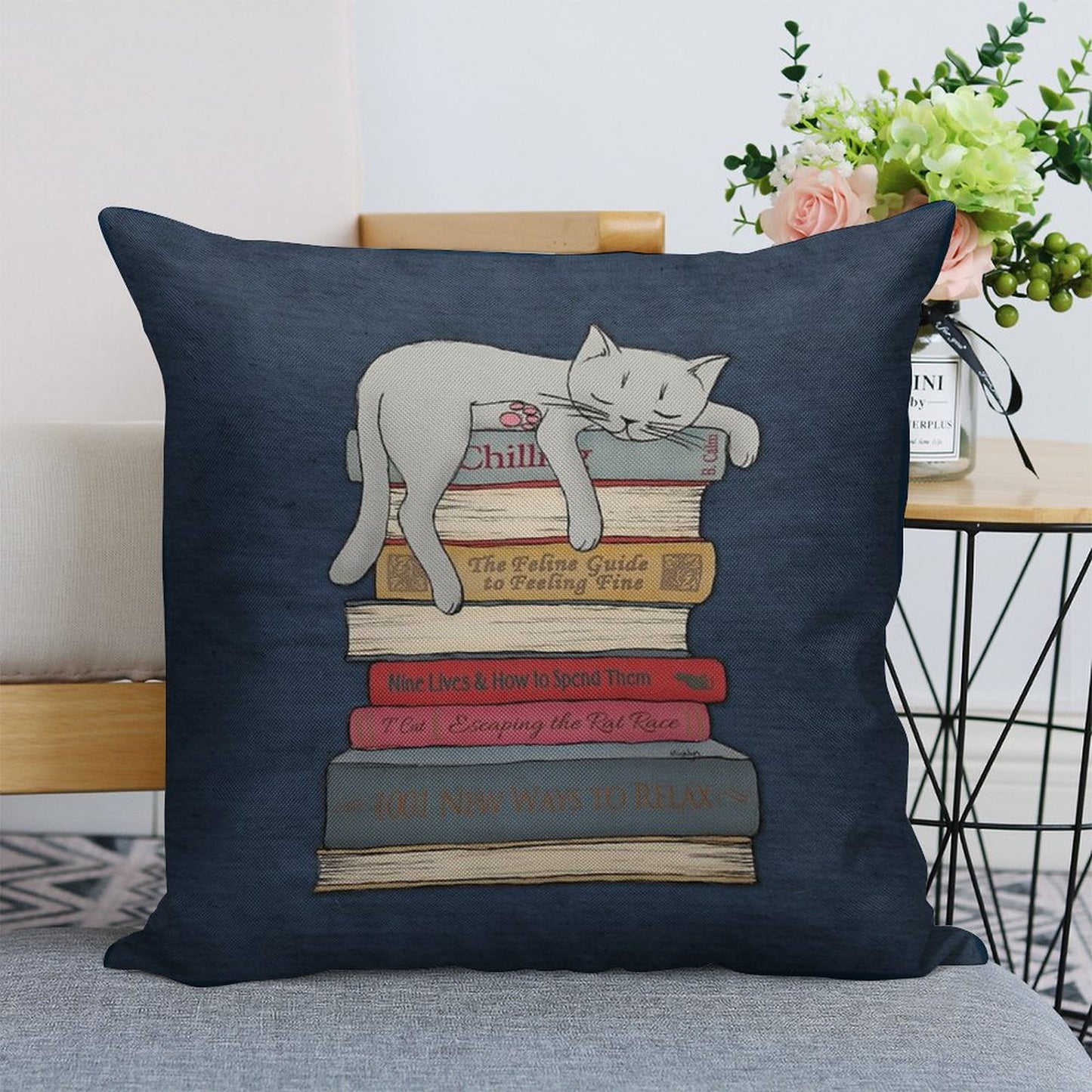 How to Chill Like A Cat Linen Throw Pillow Cover