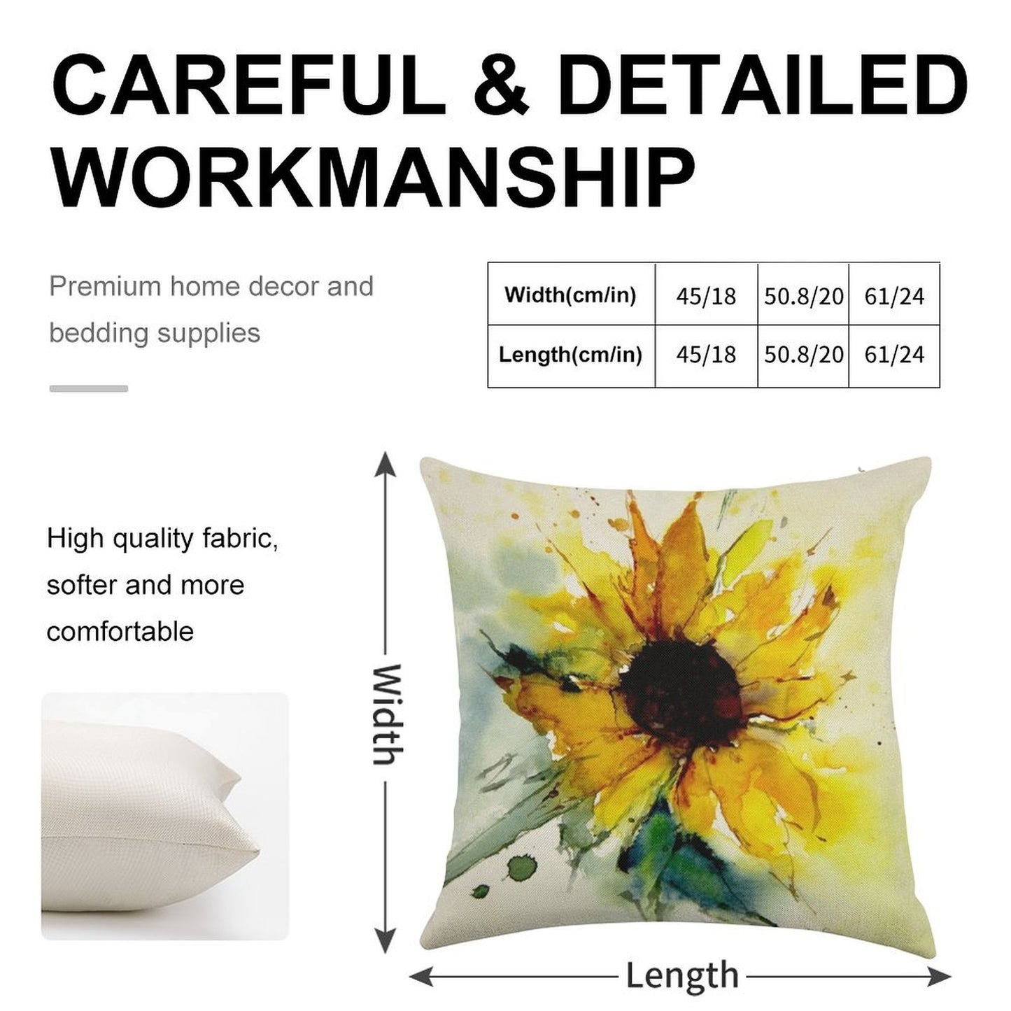 Sunflower Linen Throw Pillow Cover