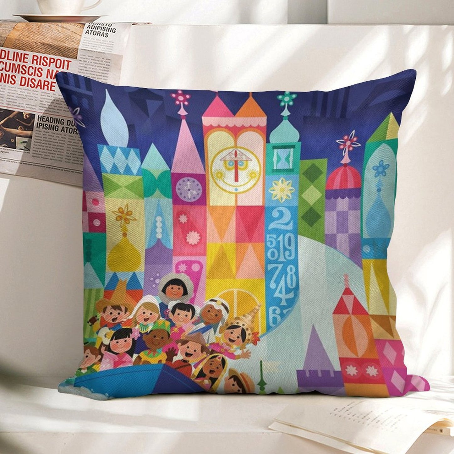 Small World Fantasyland Linen Throw Pillow Cover