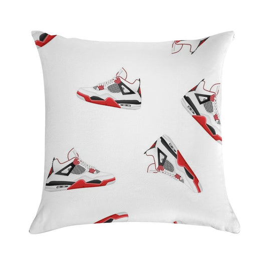 Jordan 4 X Fire Red Shoe Design Soft Durable Construction Throw Pillow