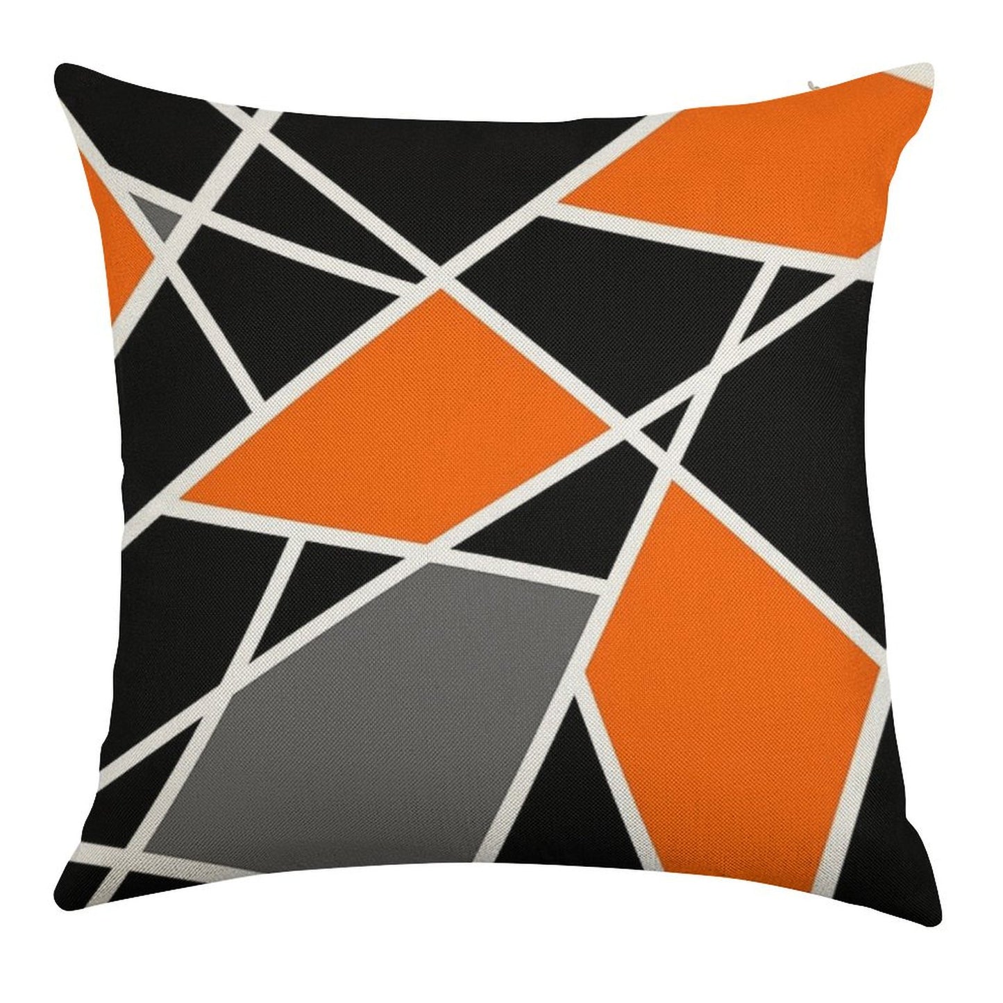 Geometric Modern Orange Pattern Linen Throw Pillow Cover