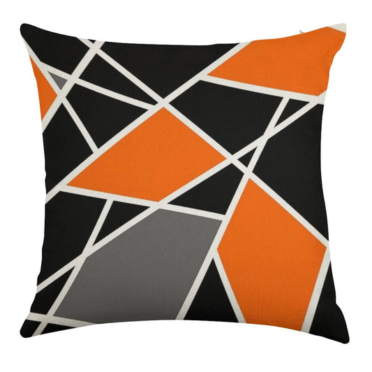 Geometric Modern Orange Pattern Linen Throw Pillow Cover