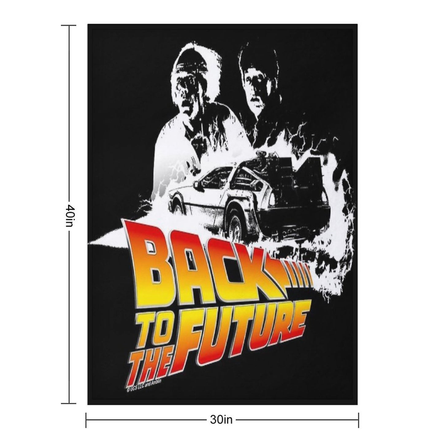 Back to The Future - DeLorean Fire Tracks, Marty And Doc Stencil Fan Art Throw Blanket