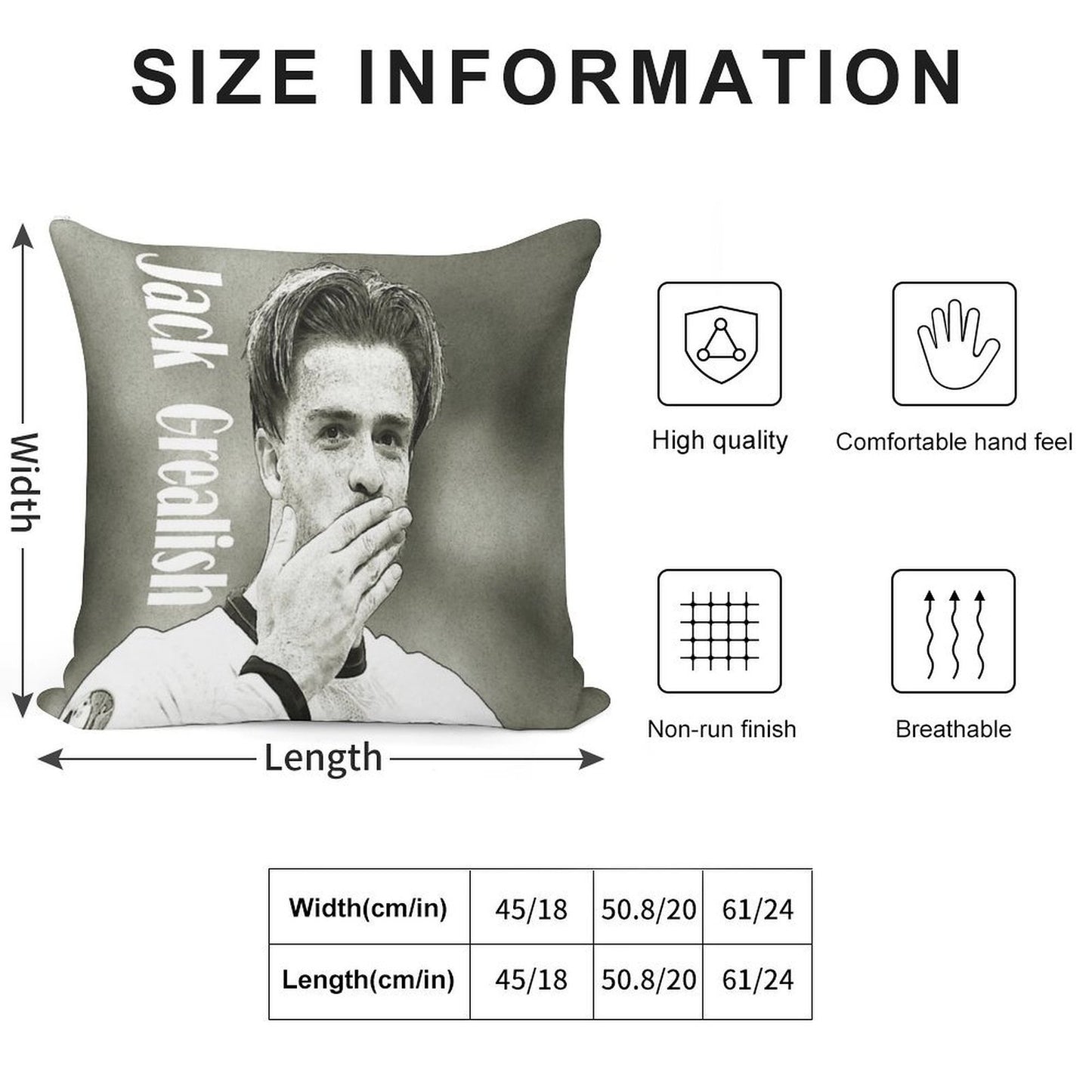 Jack Grealish Soft Durable Construction Throw Pillow