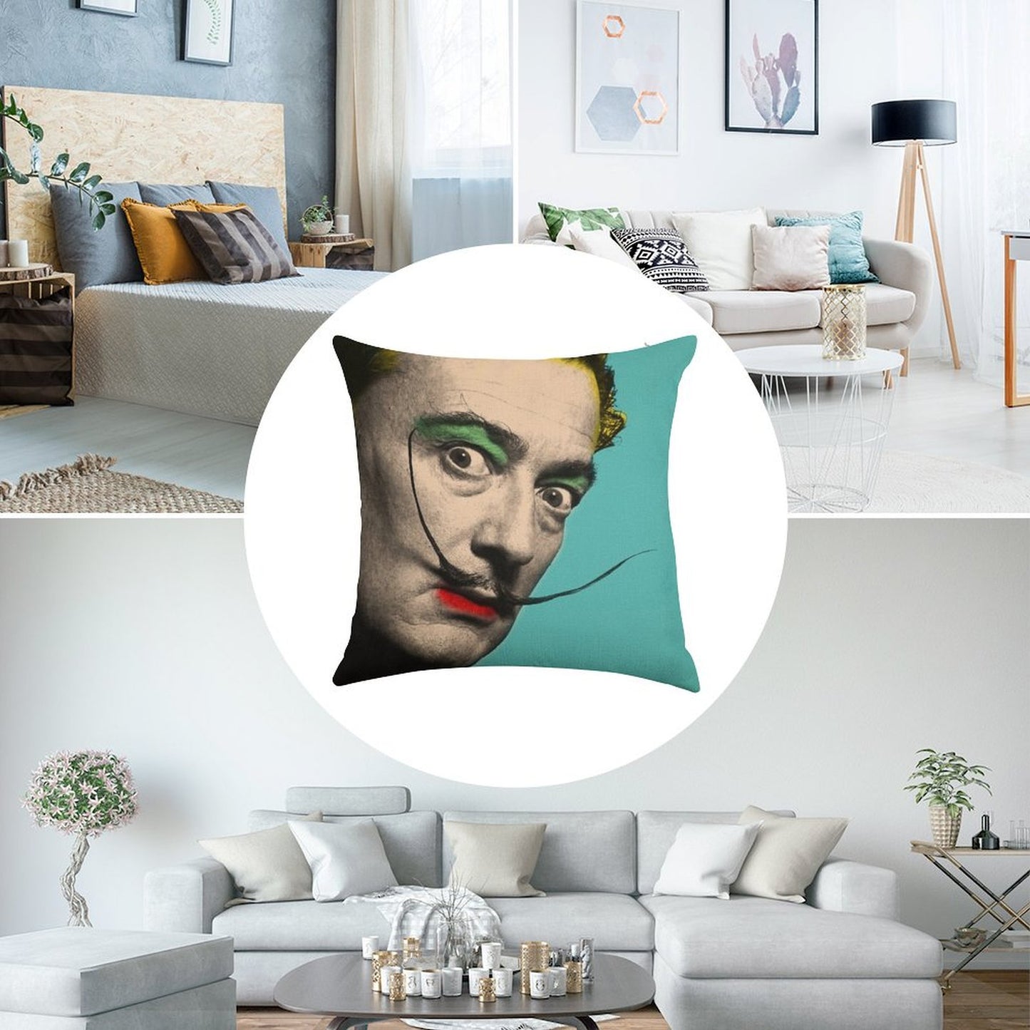 Salvador Dali Linen Throw Pillow Cover