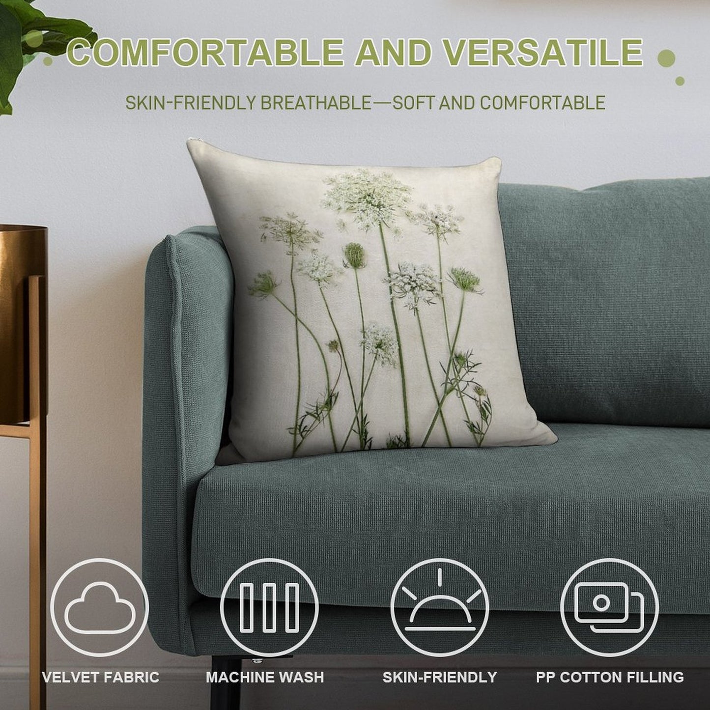 Queen Anne's Lace Soft Durable Construction Throw Pillow