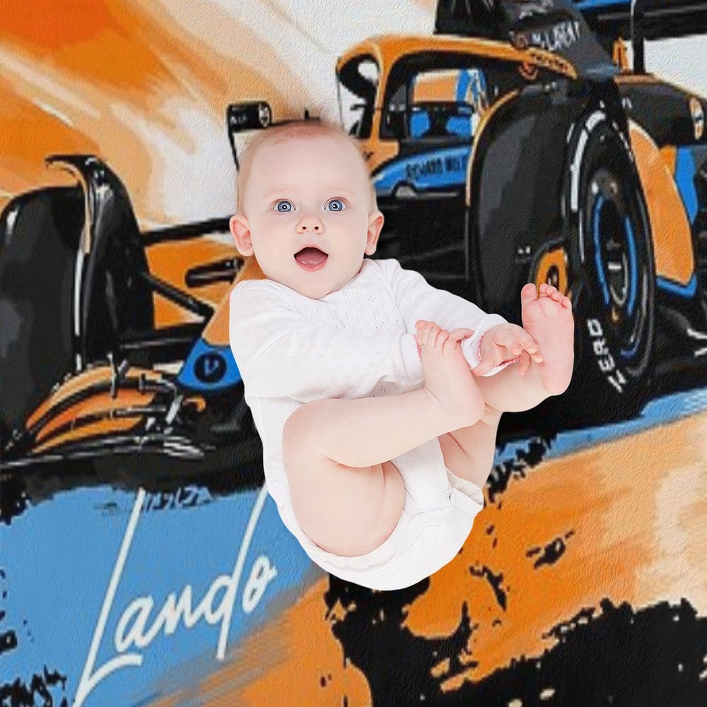 Lando Norris - Retro_Digi Art Throw Blanket