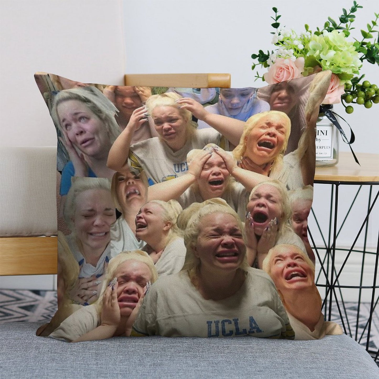 Trisha Paytas Crying Linen Throw Pillow Cover