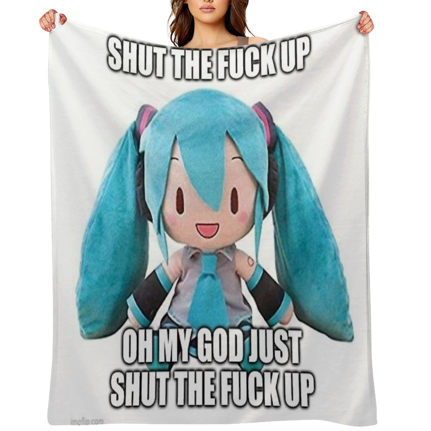 Hatsune Miku Plush Asks U 2 Cease Throw Blanket