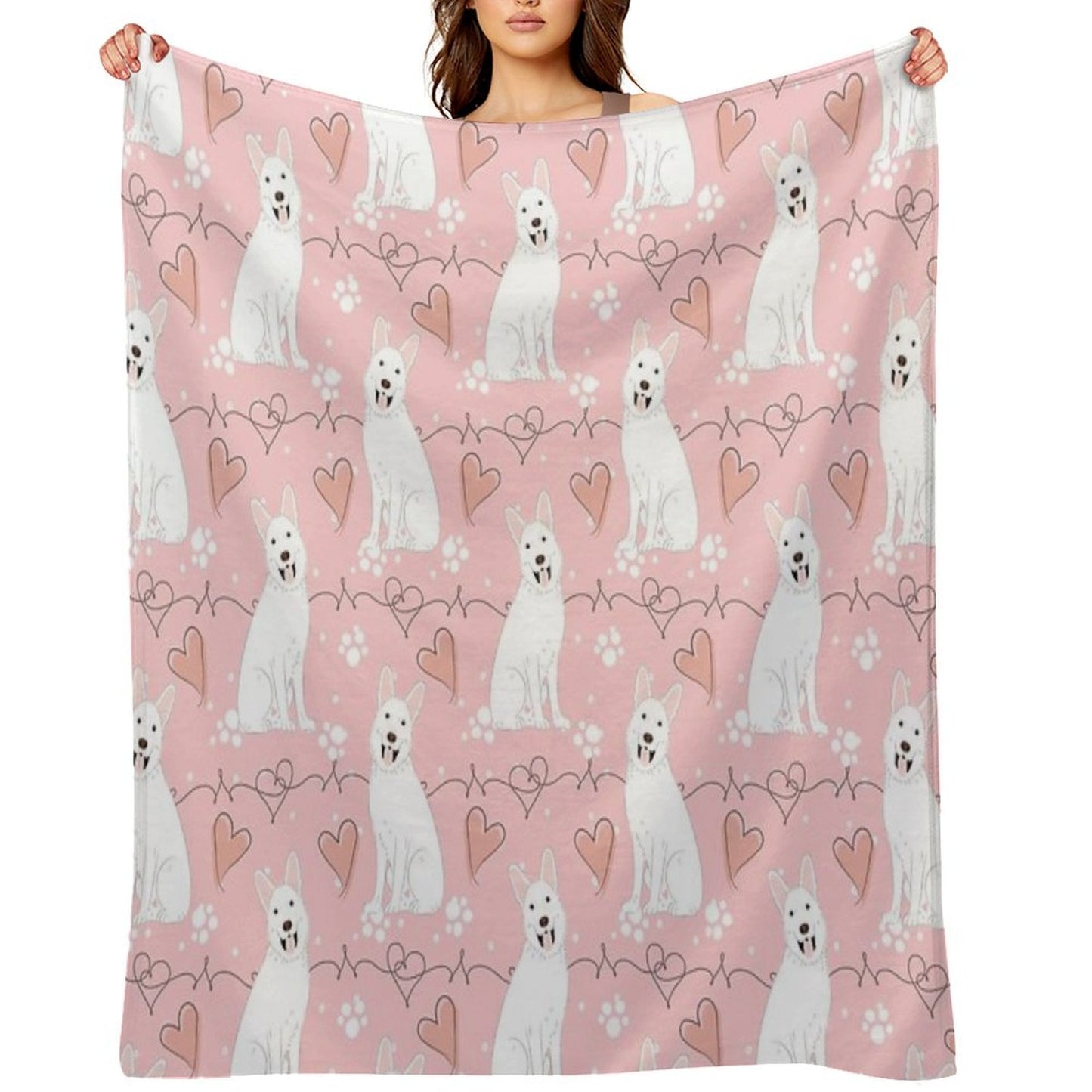 LOVE White German Shepherd Throw Blanket