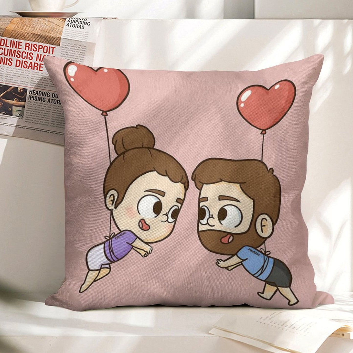 Love Is in The Air - Pibubear Linen Throw Pillow Cover