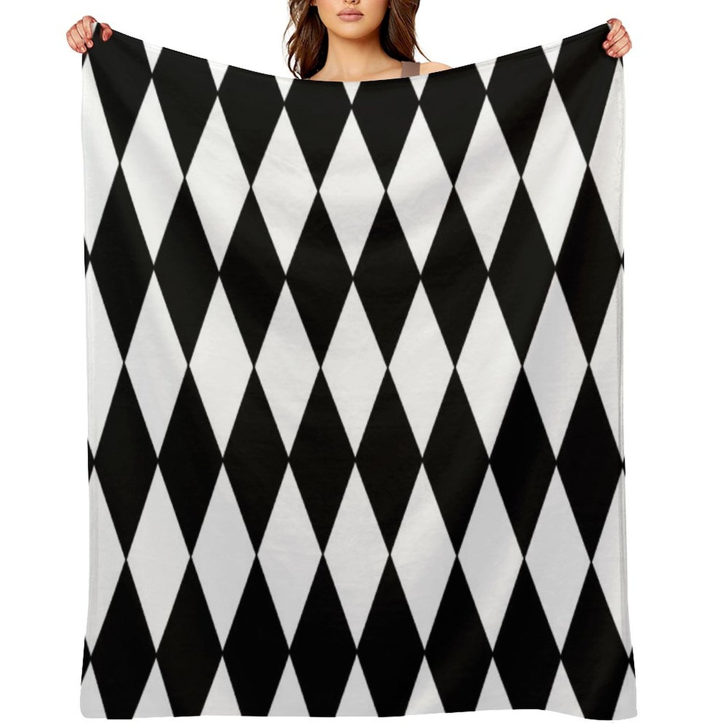 Black White Harlequin Throw Blanket