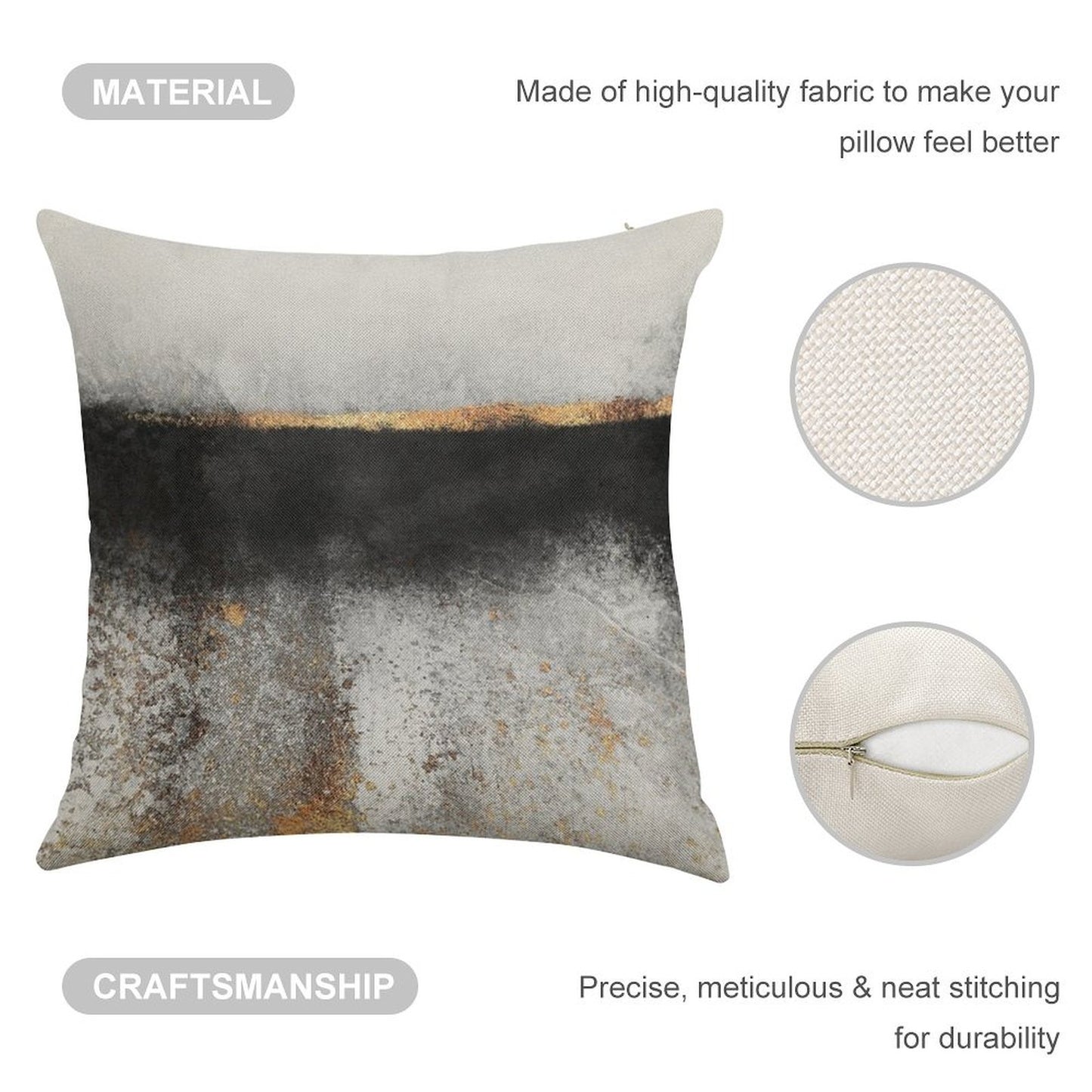 Soot And Gold Linen Throw Pillow Cover