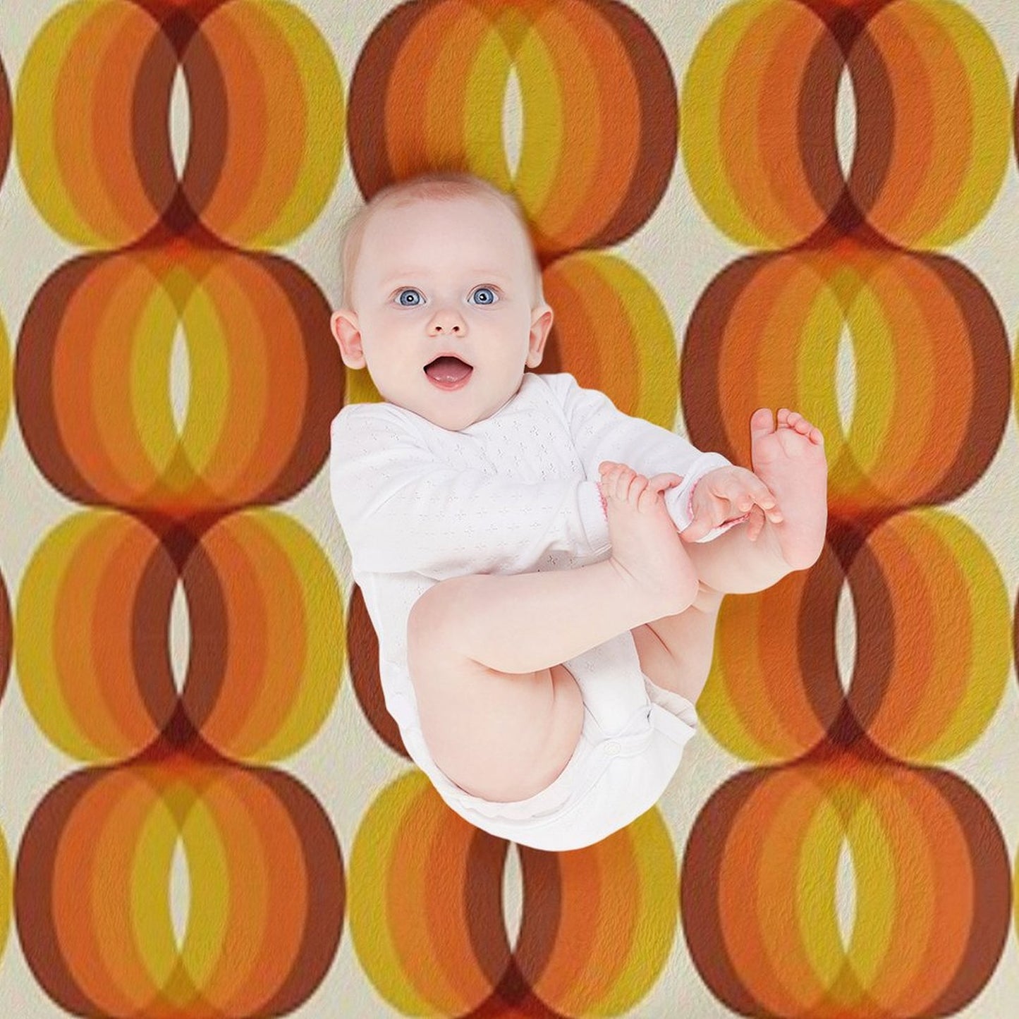 Orange, Brown, And Ivory Retro 1960s Wavy Pattern Throw Blanket