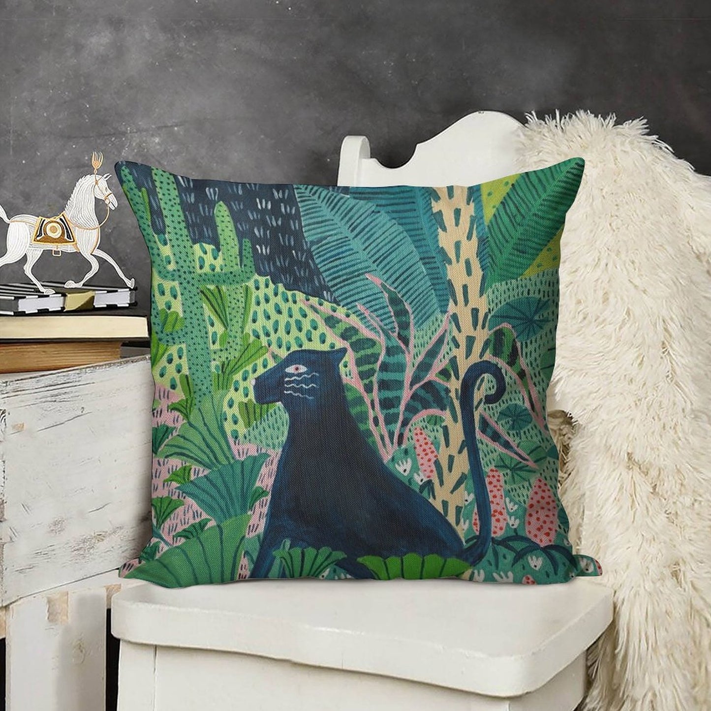 Jungle Jaguar Linen Throw Pillow Cover