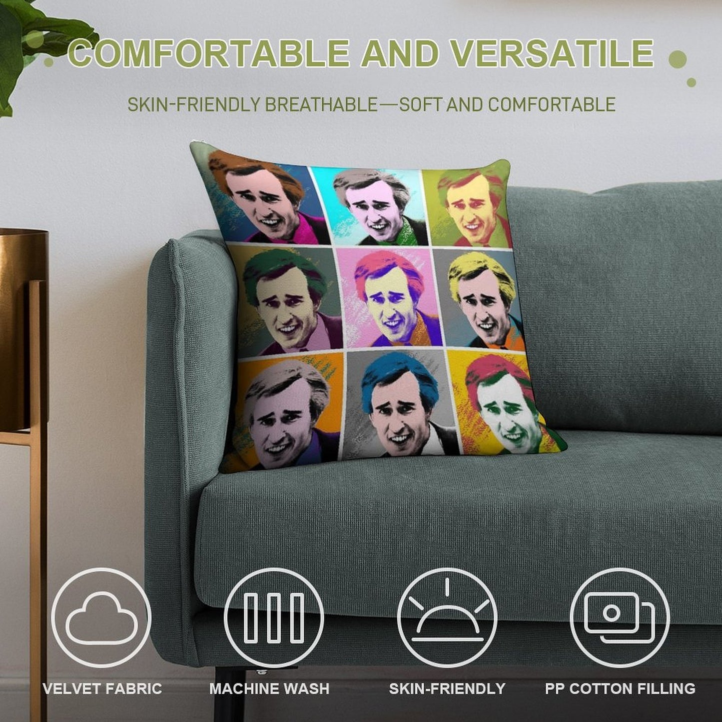 Alan Partridge Warhol Inspired Pop Art 3x3 Soft Fade-Resistant Throw Pillow