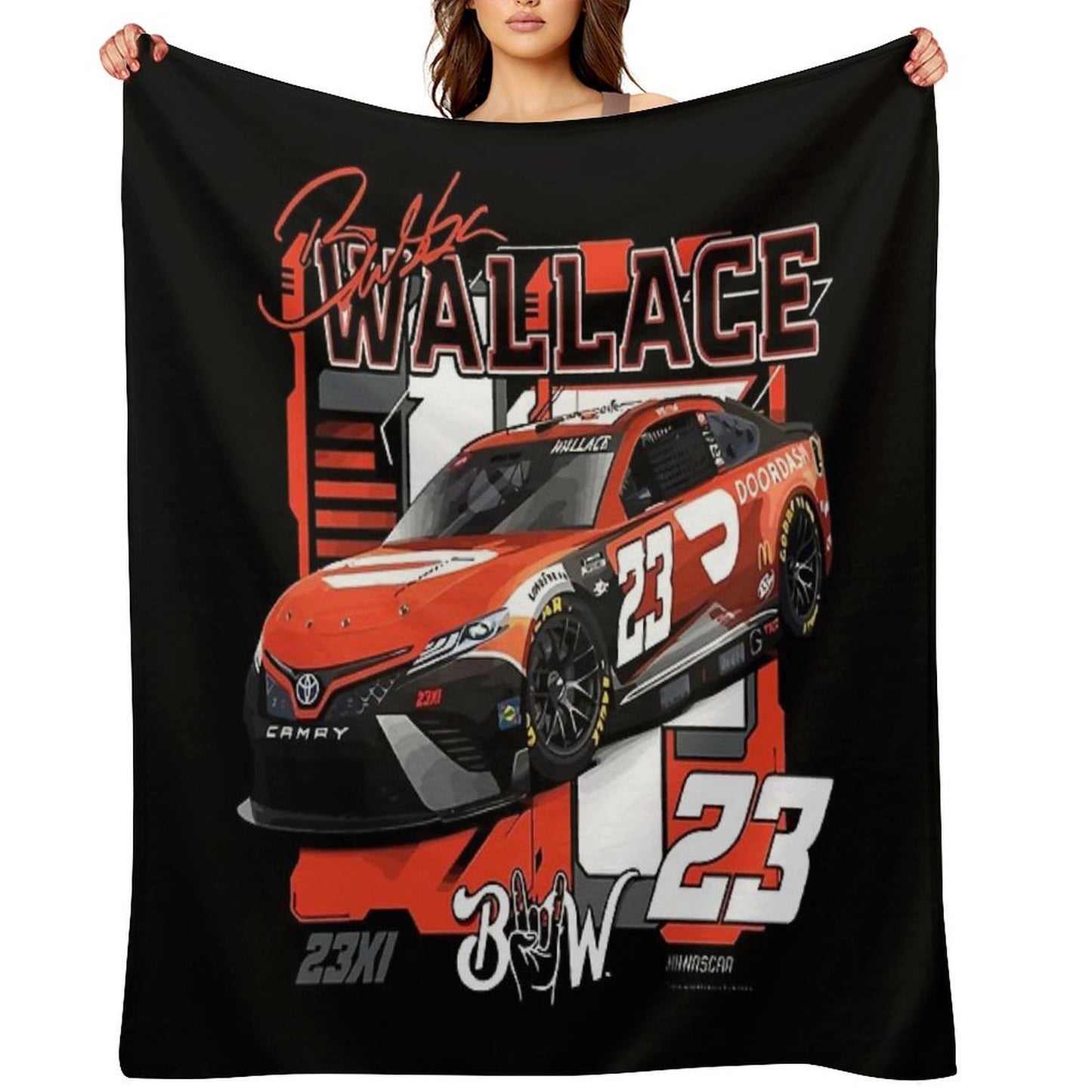 Bubba Wallace 23 Nascar Racing Car Throw Blanket