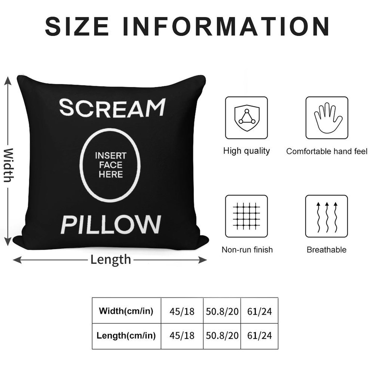 SCREAM PILLOW Soft Shrink-Resistant Throw Pillow