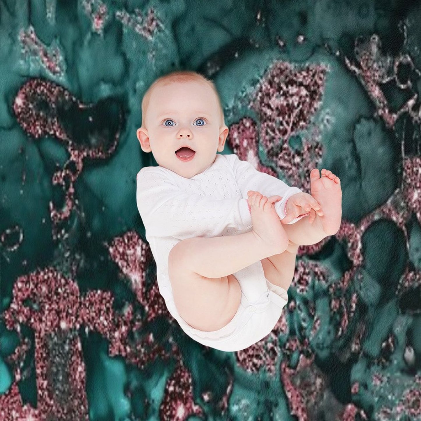 Pink And Emerald Faux Marble Throw Blanket