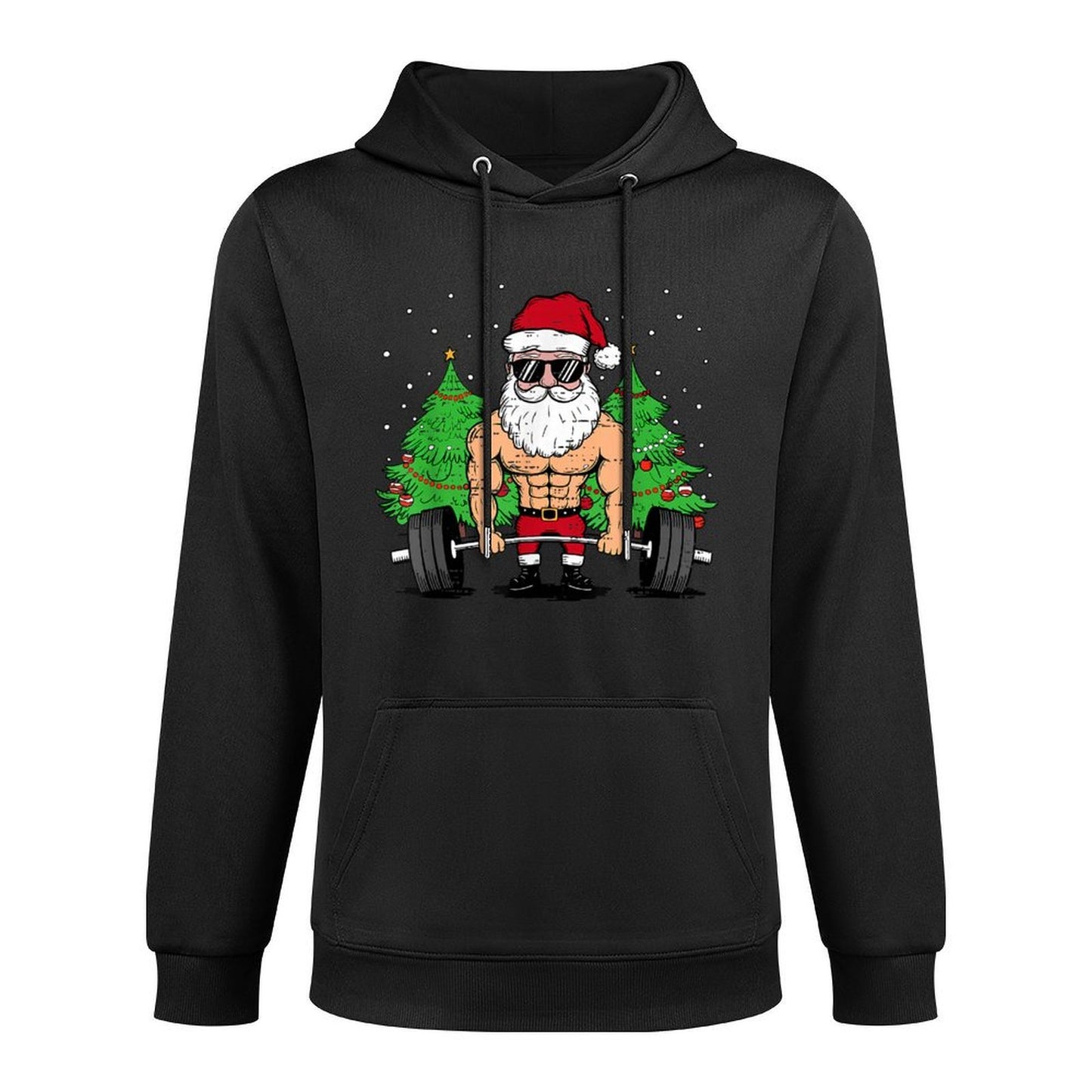 Funny Christmas Santa Deadlift Xmas Weightlift Gym Mens Boys Breathable Fabric Hoodie