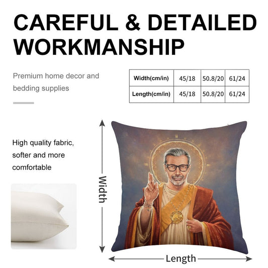 Saint Jeff of Goldblum, Jeff Goldblum Original Religious Painting Linen Throw Pillow Cover