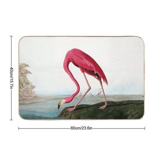 Vintage Pink Flamingo Absorbent Bath Mat