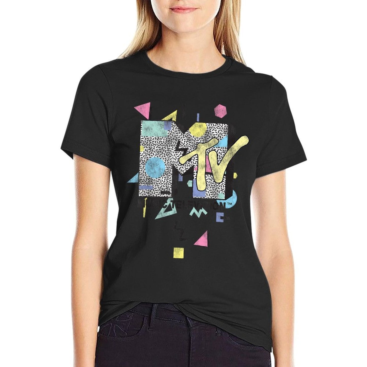 MTV Retro Shape Design Logo Graphic Odor-resistant T-Shirt