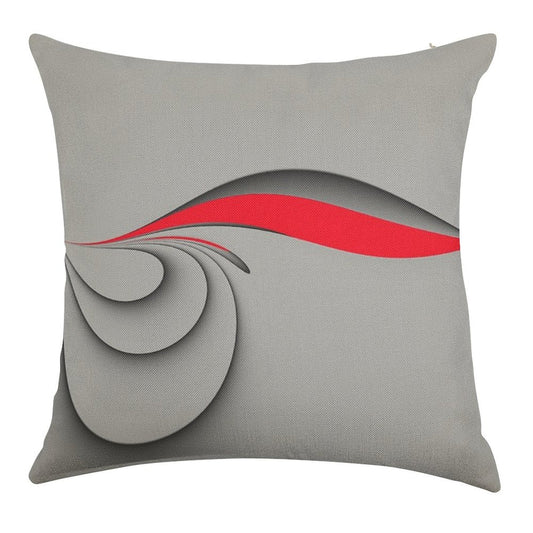 Grey And Red Linen Throw Pillow Cover