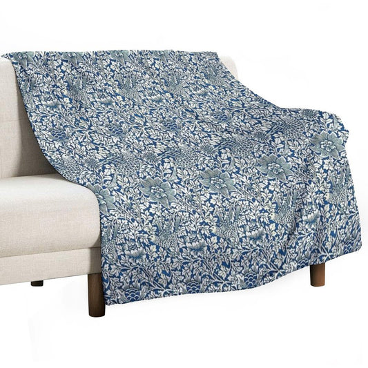 Indigo Blue And White William Morris Pattern Throw Blanket