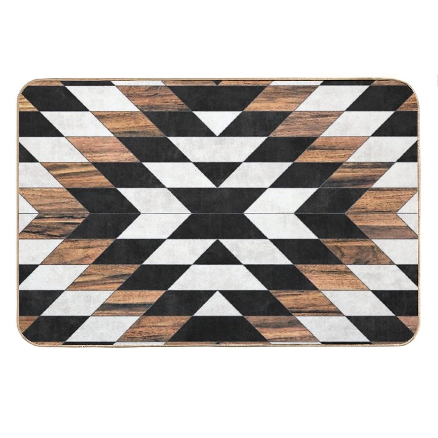 Urban Tribal Pattern No.13 - Aztec - Concrete And Wood Bath Mat