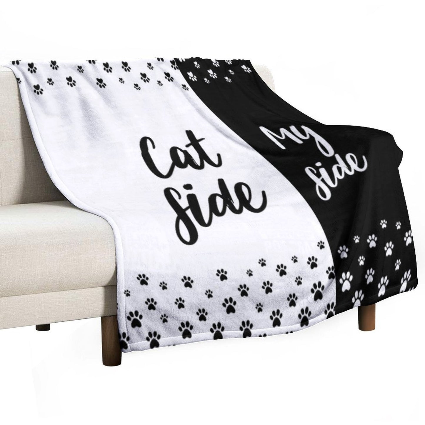 Cat Side My Side Funny Cat Owner Bedding Throw Blanket