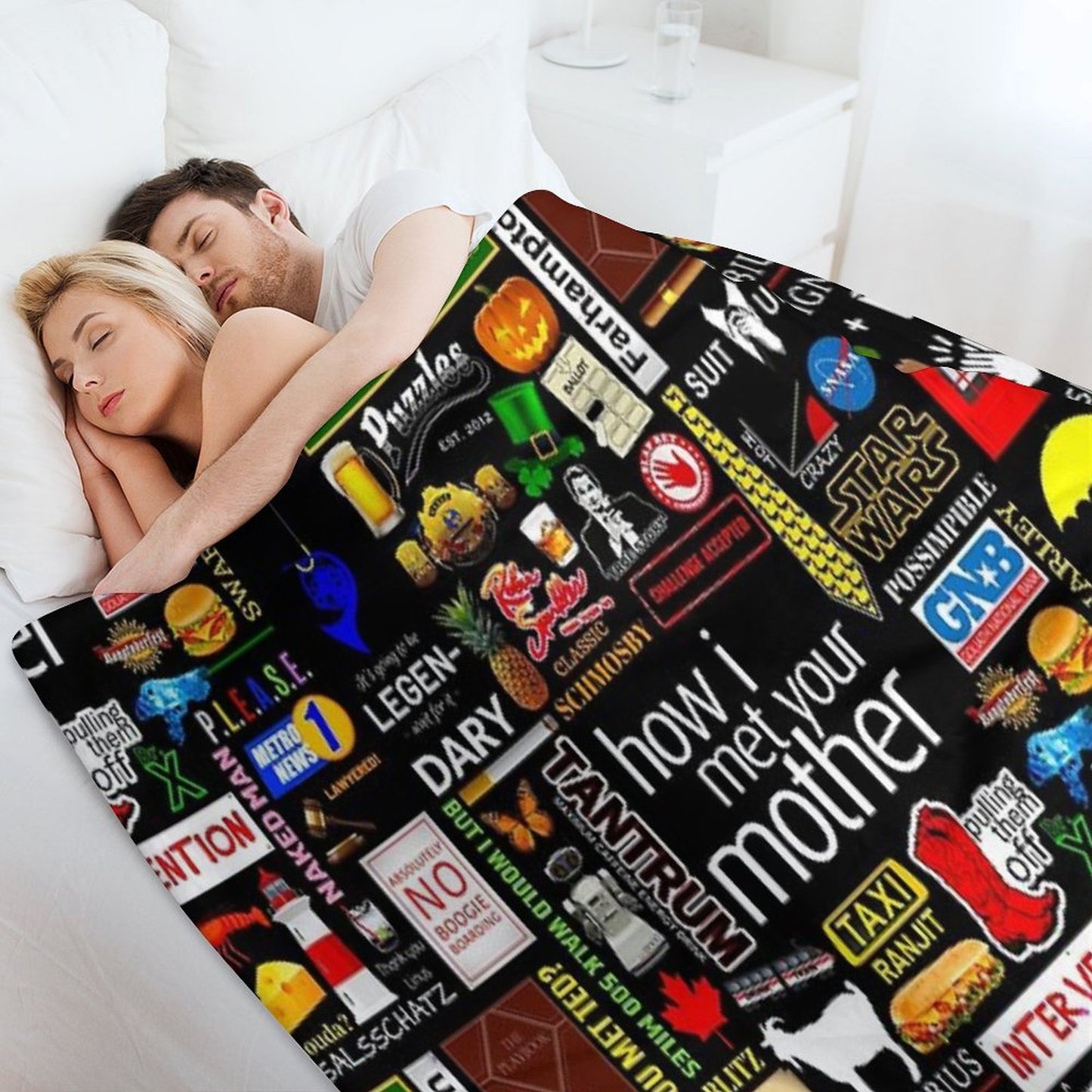 How I Met Your Mother Collage Poster Iconographic - Infographic Throw Blanket