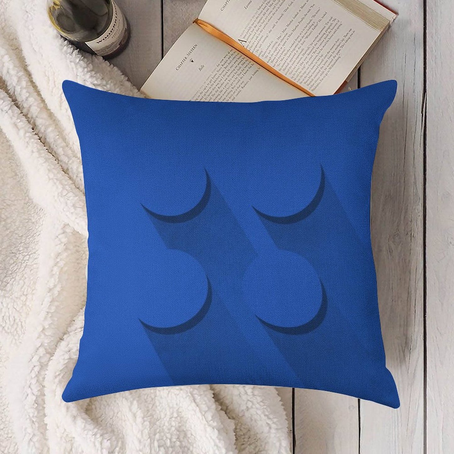 Blue Brick Linen Throw Pillow Cover