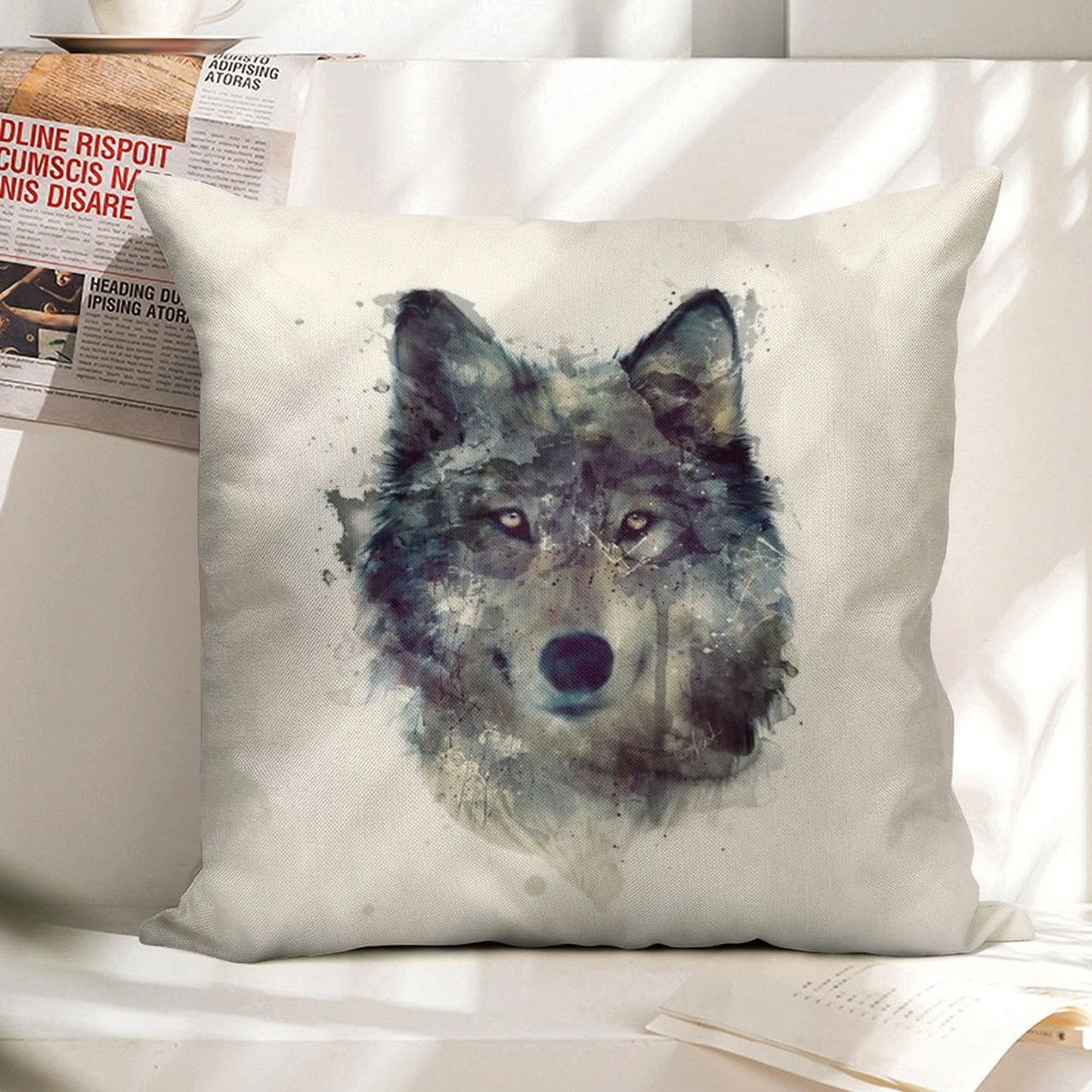 Wolf  Persevere Linen Throw Pillow Cover