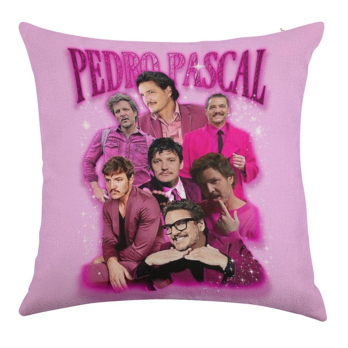 Pedro Pascal in Pink Linen Throw Pillow Cover