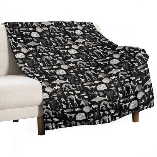 Paleontology Illustration Throw Blanket