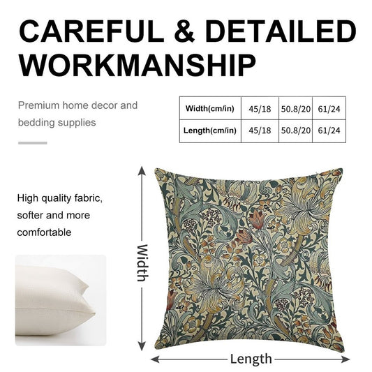 William Morris - Floral Design Linen Throw Pillow Cover