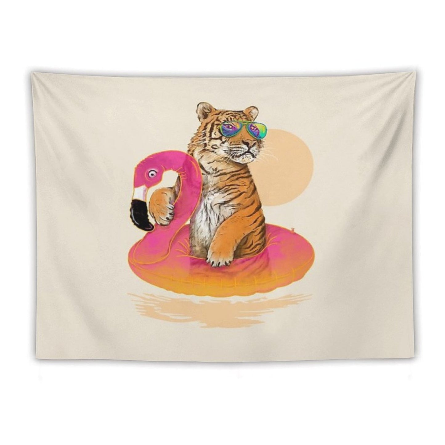 Chillin, Flamingo Tiger Tapestry