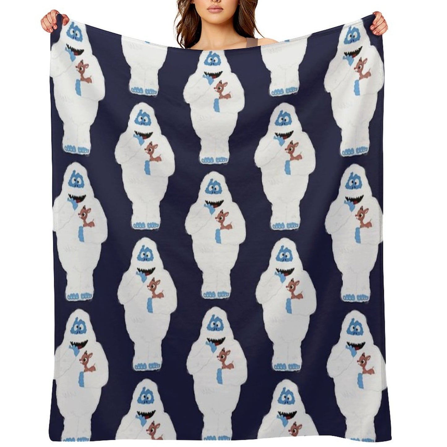 Classic Christmas Abominable Snowman with Rudolph © GraphicLoveShop Throw Blanket