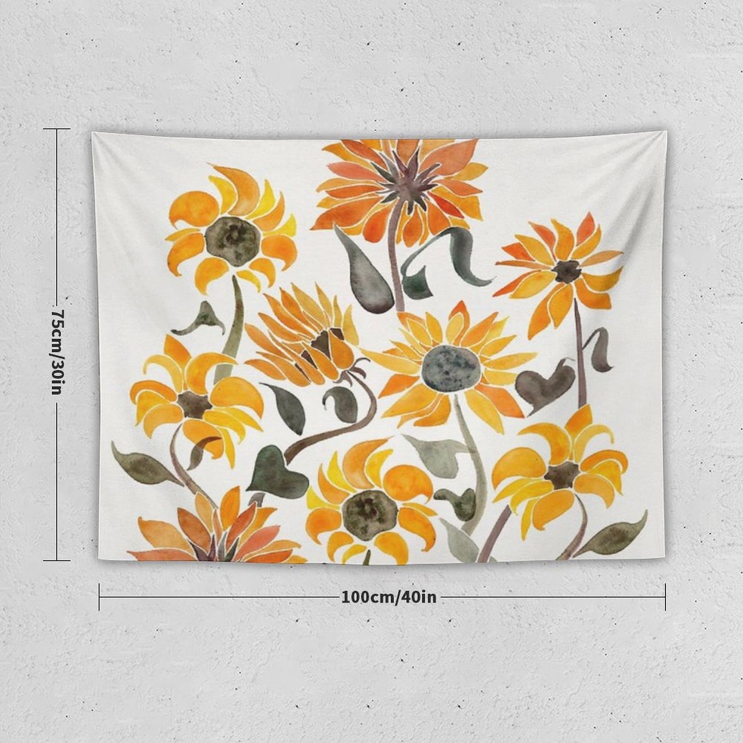 Sunflower Watercolor – Yellow & Black Palette Tapestry