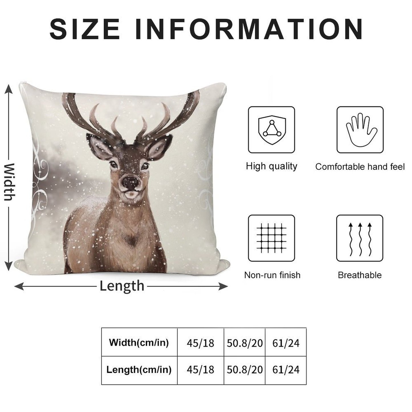 Winter Deer Soft Fade-Resistant Throw Pillow