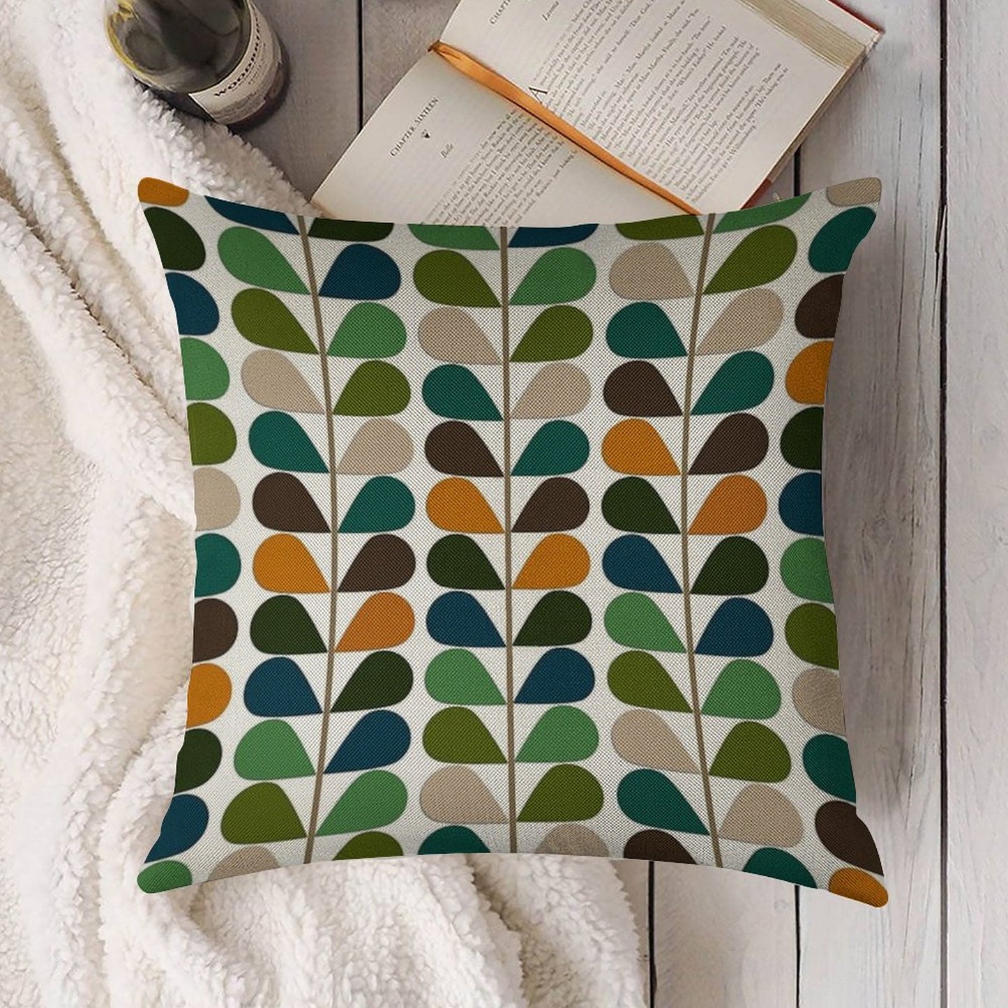 Retro 60s Mid Century Modern Pattern 2 Linen Throw Pillow Cover