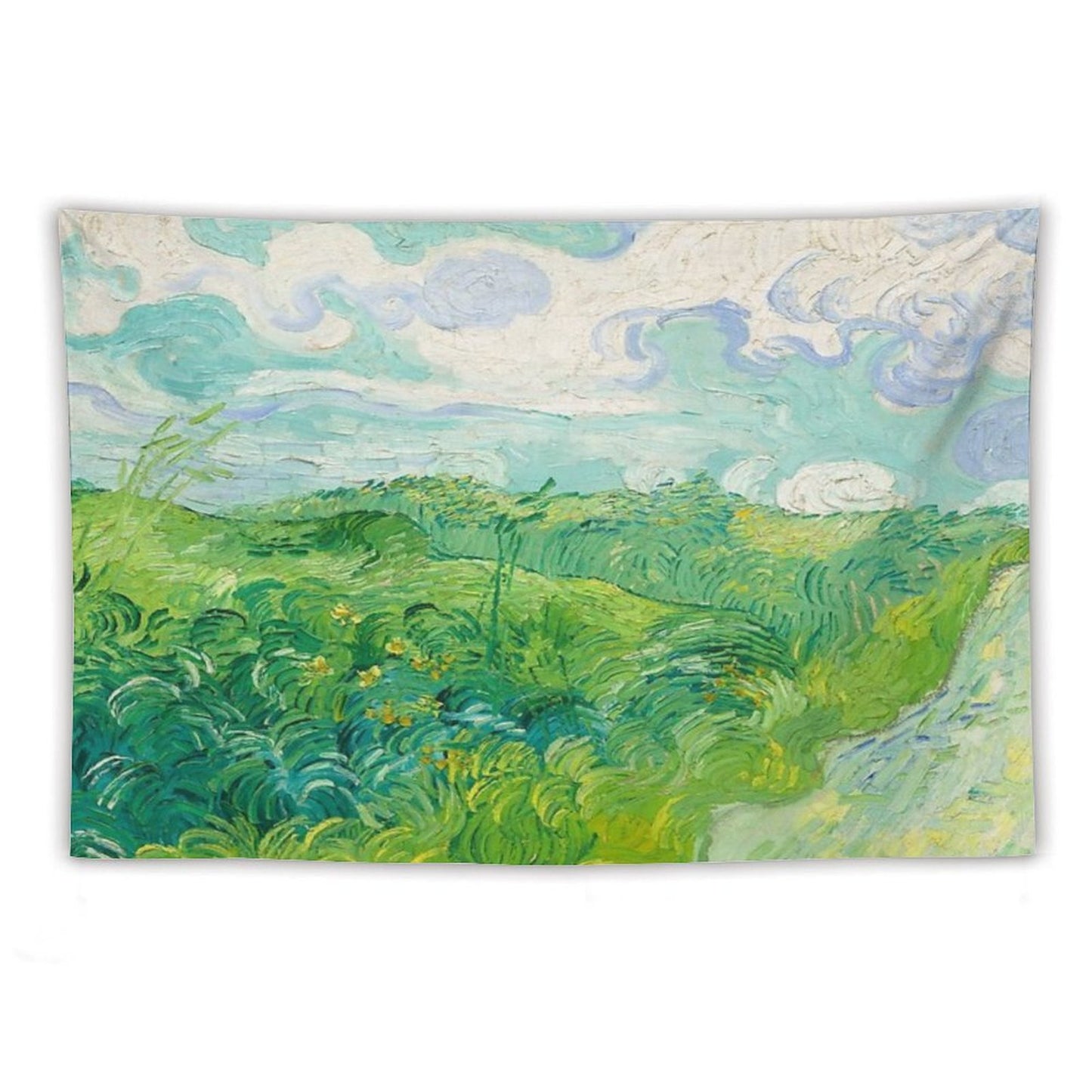 Green Wheat Fields Auvers Van Gogh Fine Art Tapestry