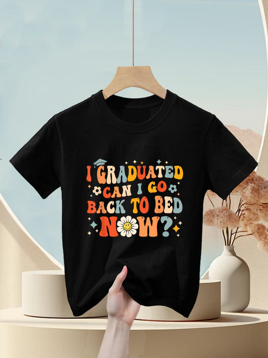 I Graduated Can I Go Back To Bed Now Funny Graduation Groovy Kids T-Shirt
