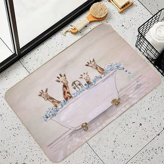 Giraffes in A Tub Bath Mat