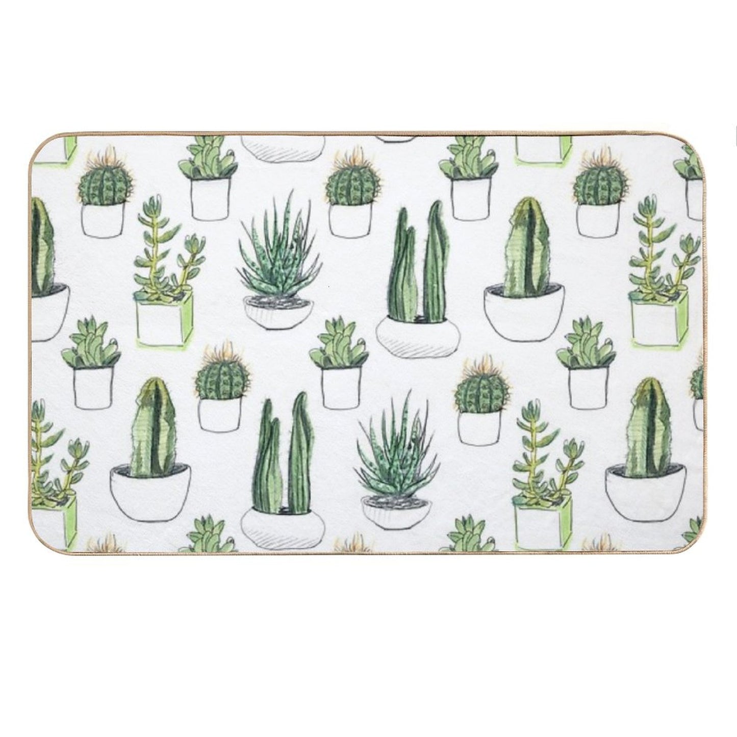 Watercolour Cacti & Succulents Bath Mat