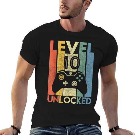 Level 10 Unlocked Shirt Funny Video Gamer 10th Birthday Gift T-Shirt